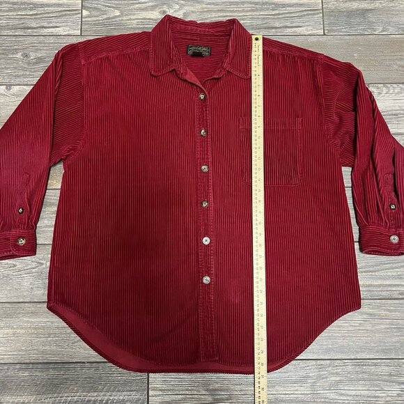 Eddie Bauer Corduroy Shirt Jacket Shacket Women’s Size Large Red Thick Heavy - Picture 13 of 16